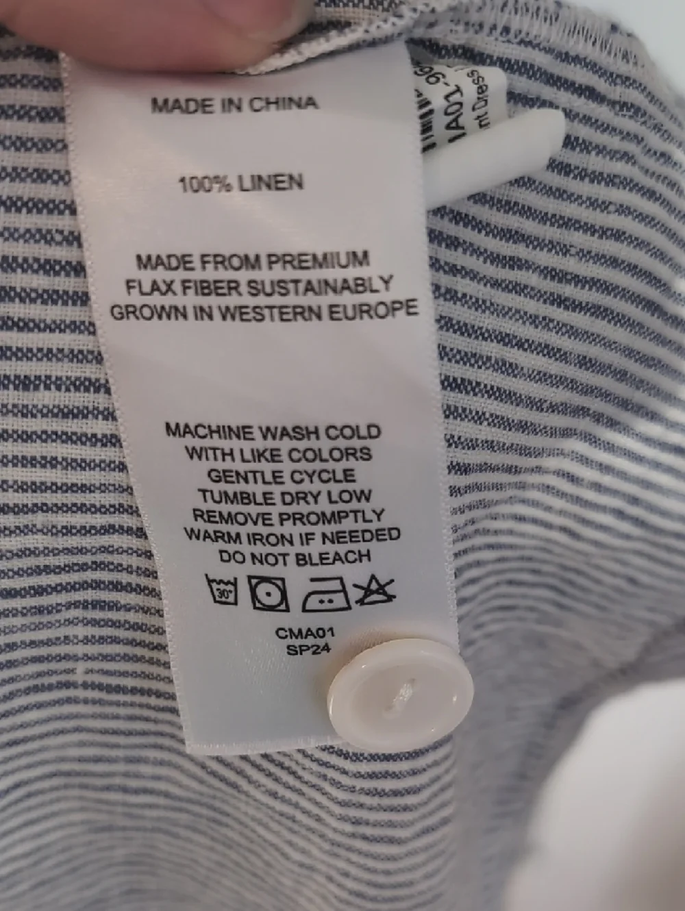 Quince Blue & White Striped Button-Down Midi Dress - Picture 6 of 9